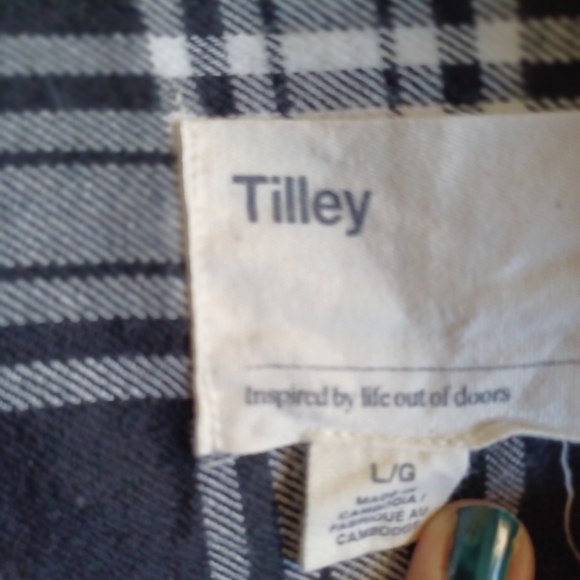 Tilley Women L Black, Gray & White Plaid Shirt Grunge Y2K Western - Picture 6 of 12